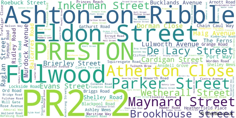 A word cloud for the PR2 2 postcode